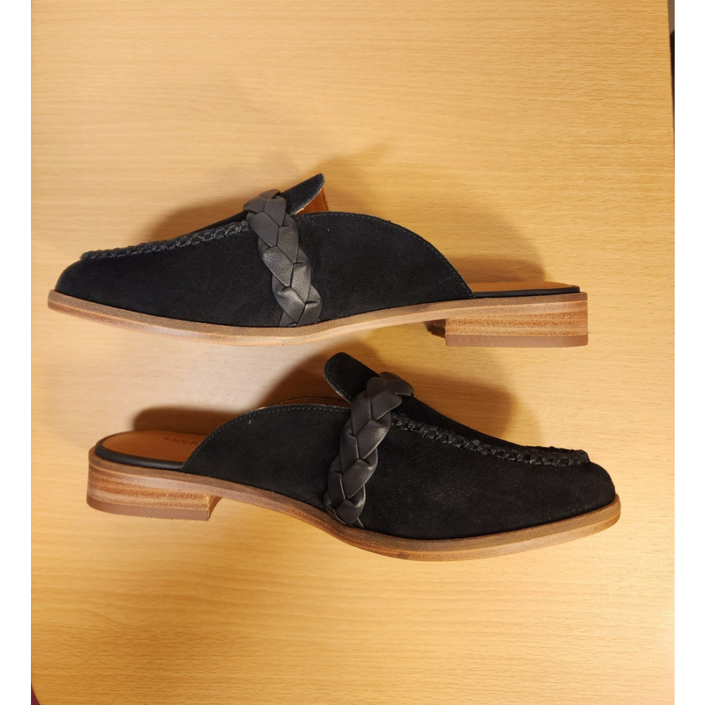 Lucky Brand Suede LEATHER Mule Loafers Slippers Sandal Shoes Size 9.5 M BLACK - Picture 9 of 14